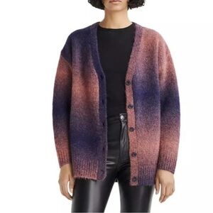 Rag & Bone Navy Holly Cardigan Sweater Alpaca Wool Cozy Pink Blue Ombre Small